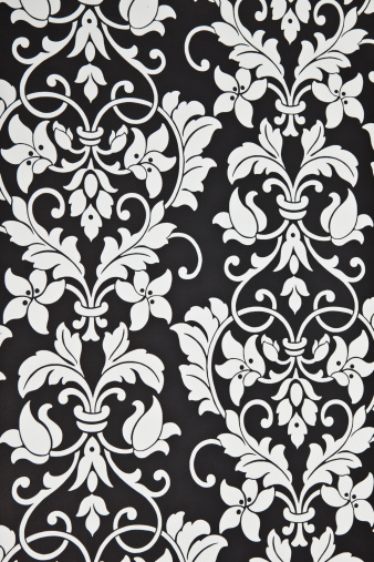 Contemporary black and white floral pattern wallpaper