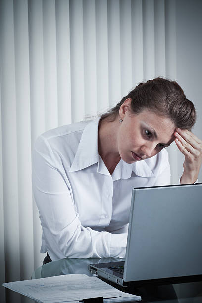 istock Tired woman in office 110924209
