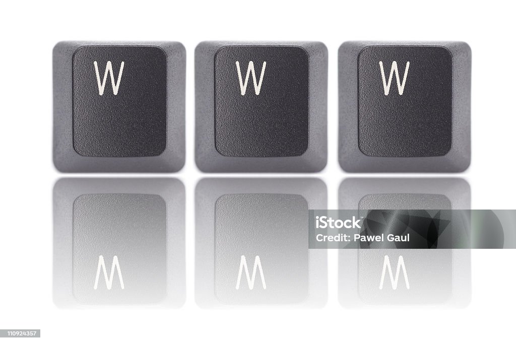 Keyboard Letters : WWW Keyboard Letters : WWW with reflection Black Color Stock Photo