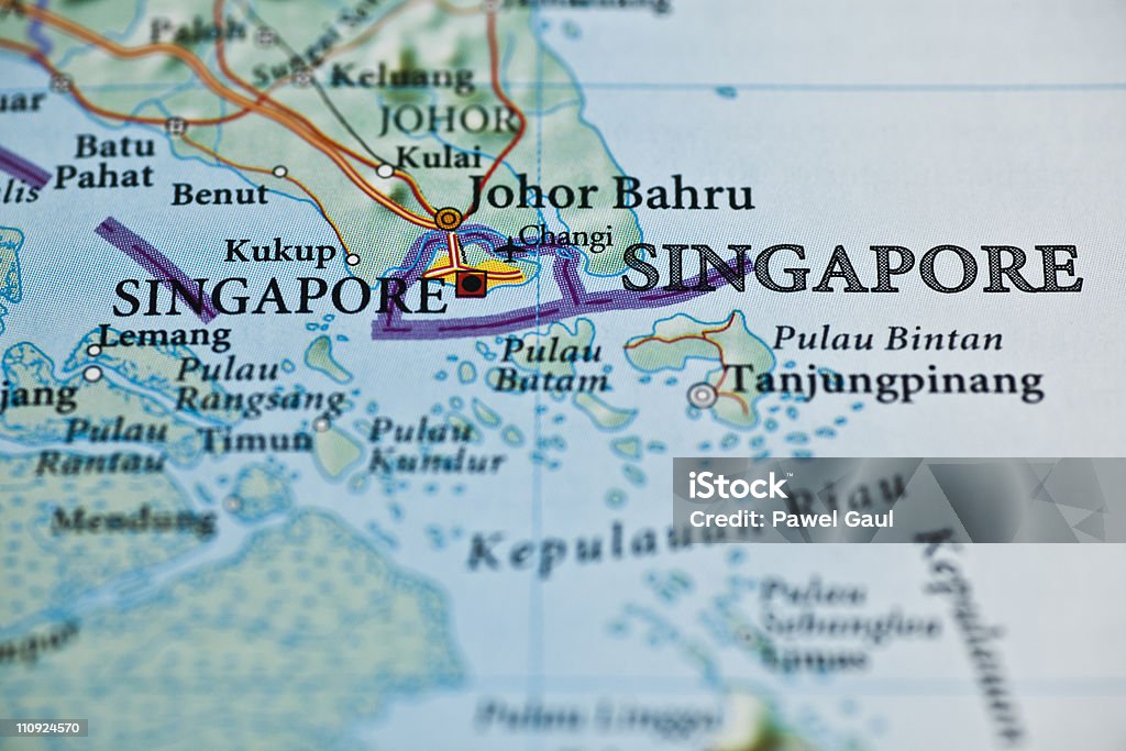 Carte de la République de Singapour - Photo de Globe terrestre libre de droits