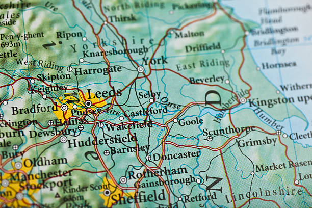 Leeds, England Leeds, England map.Source: "World reference atlas" west yorkshire stock pictures, royalty-free photos & images