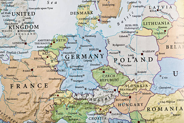 europa-karte - frankreich polen stock-fotos und bilder