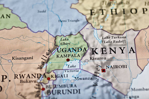 Uganda map Uganda map. Source: "World reference atlas" uganda stock pictures, royalty-free photos & images