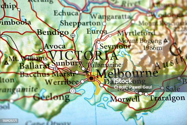 Melbourne Australia - Fotografie stock e altre immagini di Carta geografica - Carta geografica, Australia, Cartografia