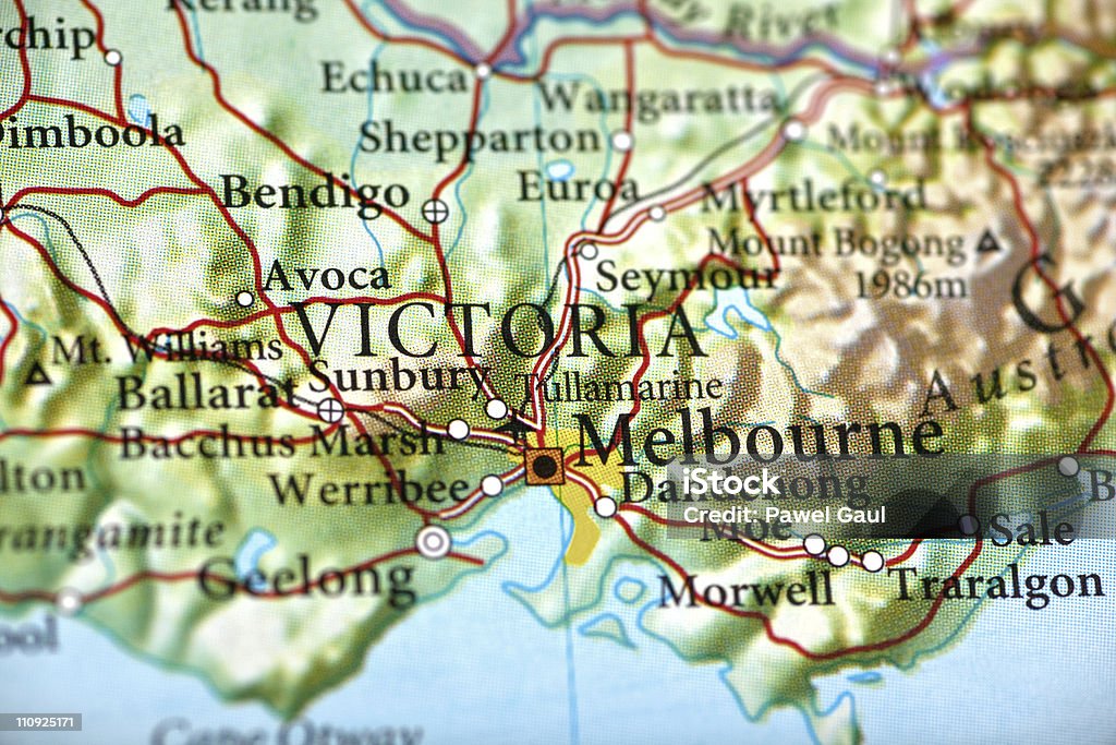 Melbourne, Austrália - Foto de stock de Mapa royalty-free