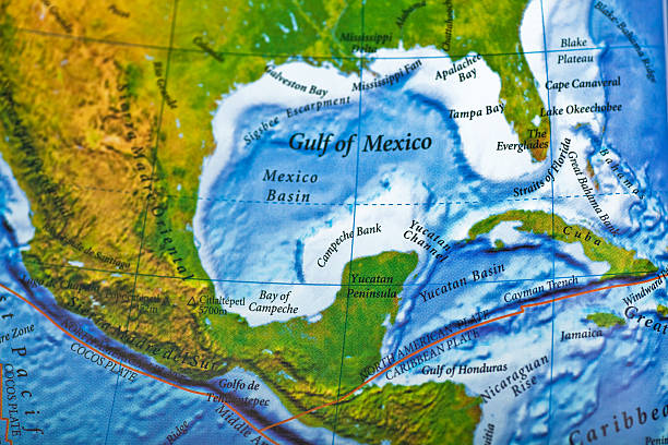 メキシコ湾 - gulf of mexico map three dimensional shape relief map ストックフォトと画像