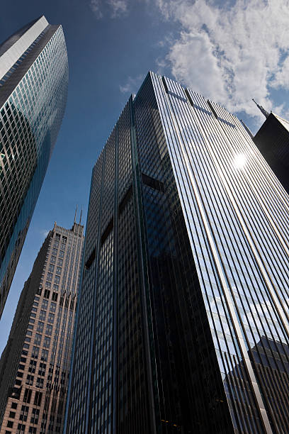 istock Looking up at office buildings in Chicago 110926588