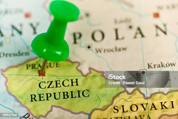 República Checa Mapa Com Push Pin - Fotografias de stock e mais imagens de Mapa - Mapa, República Checa, Eslováquia