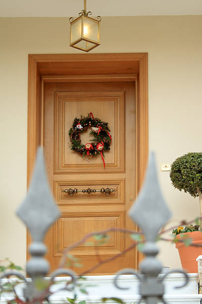 istock Door With Christmas Wreath 110929430