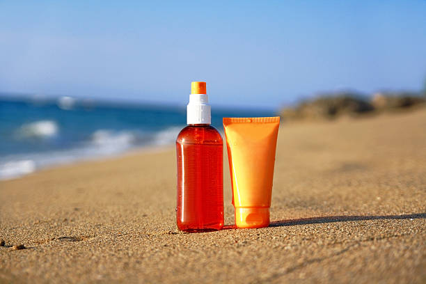 istock Tubes with sun protection on beach of ocean 110930671