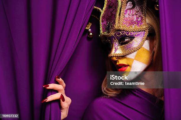 Profile Of Woman In Mask Stock Photo - Download Image Now - Traveling Carnival, Venice - Italy, Make-Up