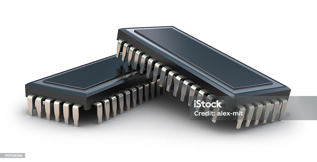 chips de computadores isolado a branco - Royalty-free Circuito Integrado de Computador Foto de stock