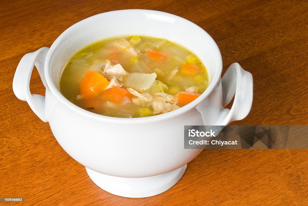 Bowl of Homemade Chicken Soup with Vegetables  Bowl Stock Photo