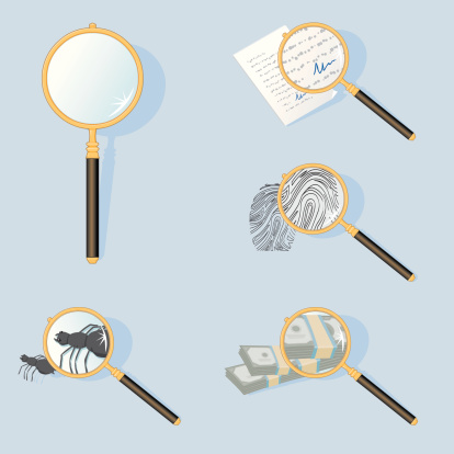 A Magnifying Glass examining various objects. All elements are grouped and layered for easy editing and isolation