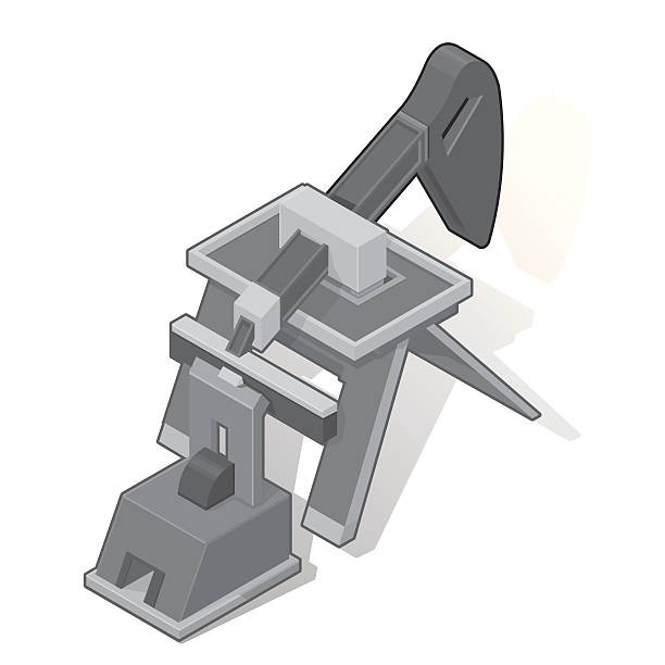 제품의 등각투영 엔진오일 derrick - isometric oil oil pump oil well stock illustrations