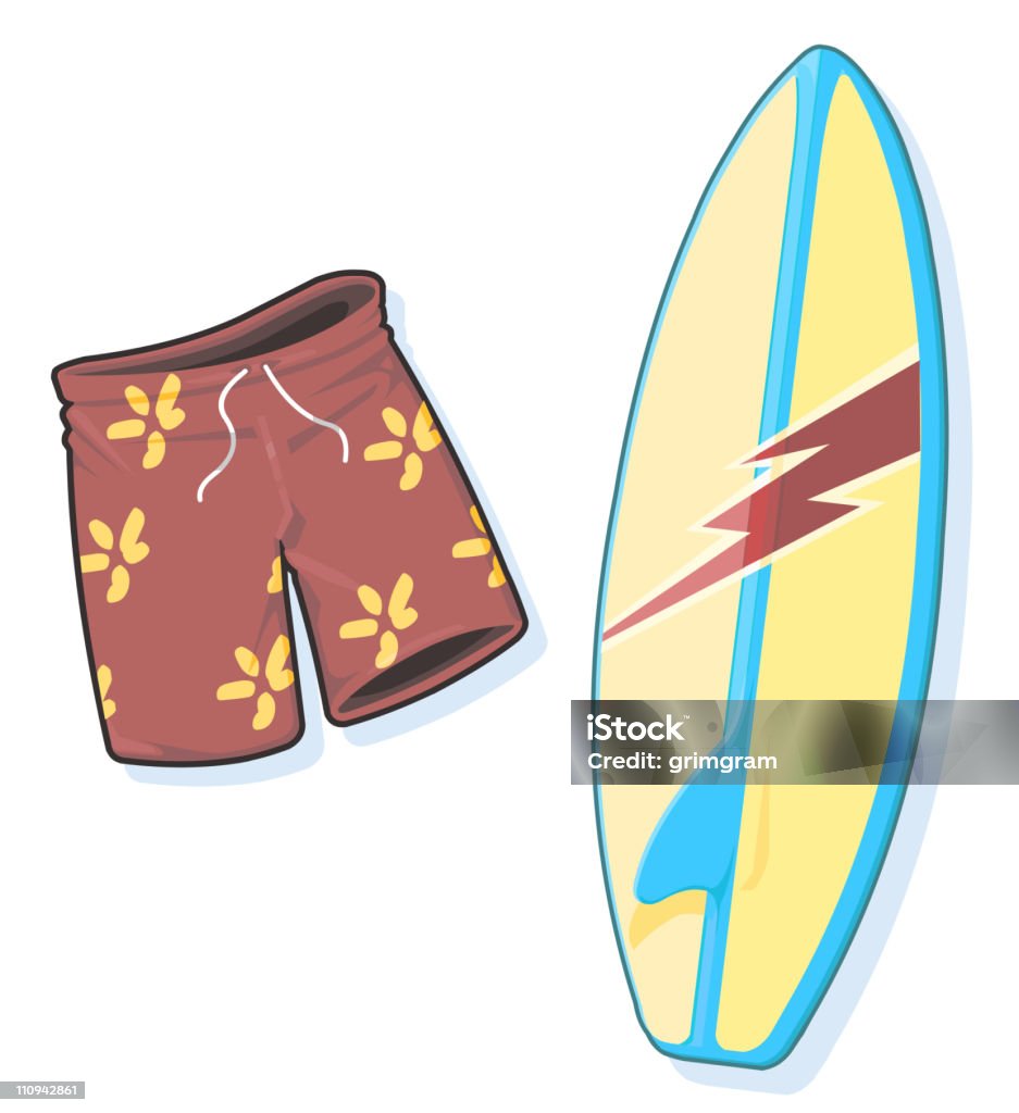 Surfboard 및 반바지 - 로열티 프리 0명 벡터 아트