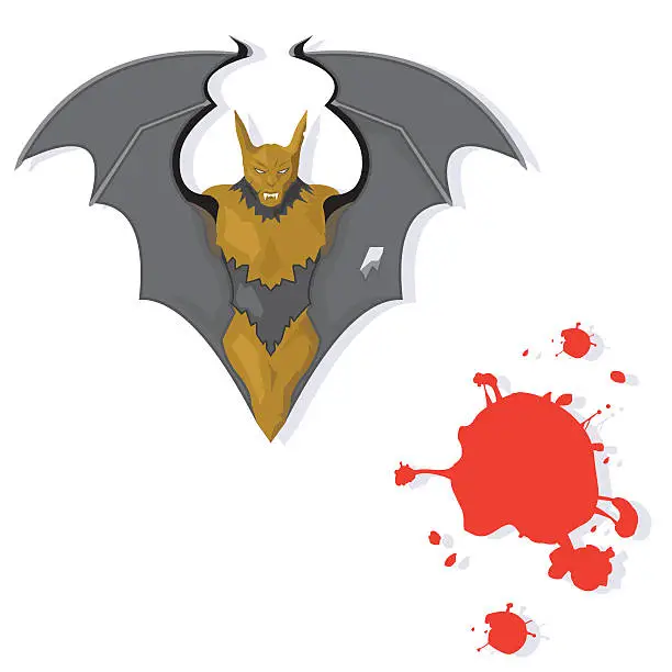 Vector illustration of Vampire Bat & Blood