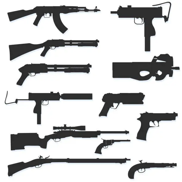 Vector illustration of Gun Silhouettes