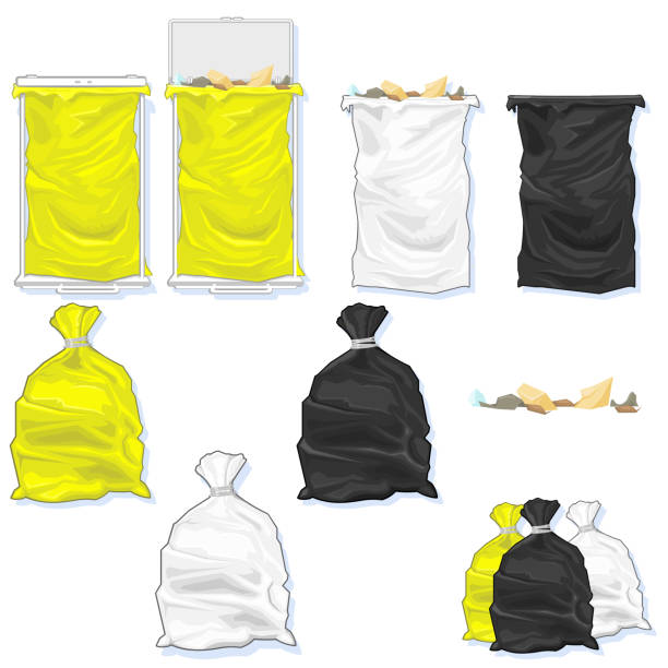 ilustrações, clipart, desenhos animados e ícones de recusar e latas - bag garbage bag plastic black
