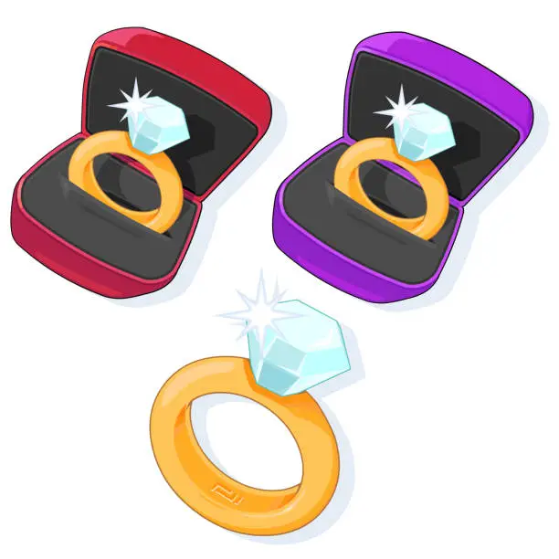 Vector illustration of Engagement and Diamond Ring.