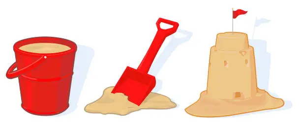 Vector illustration of Bucket Spade and Sandcastle