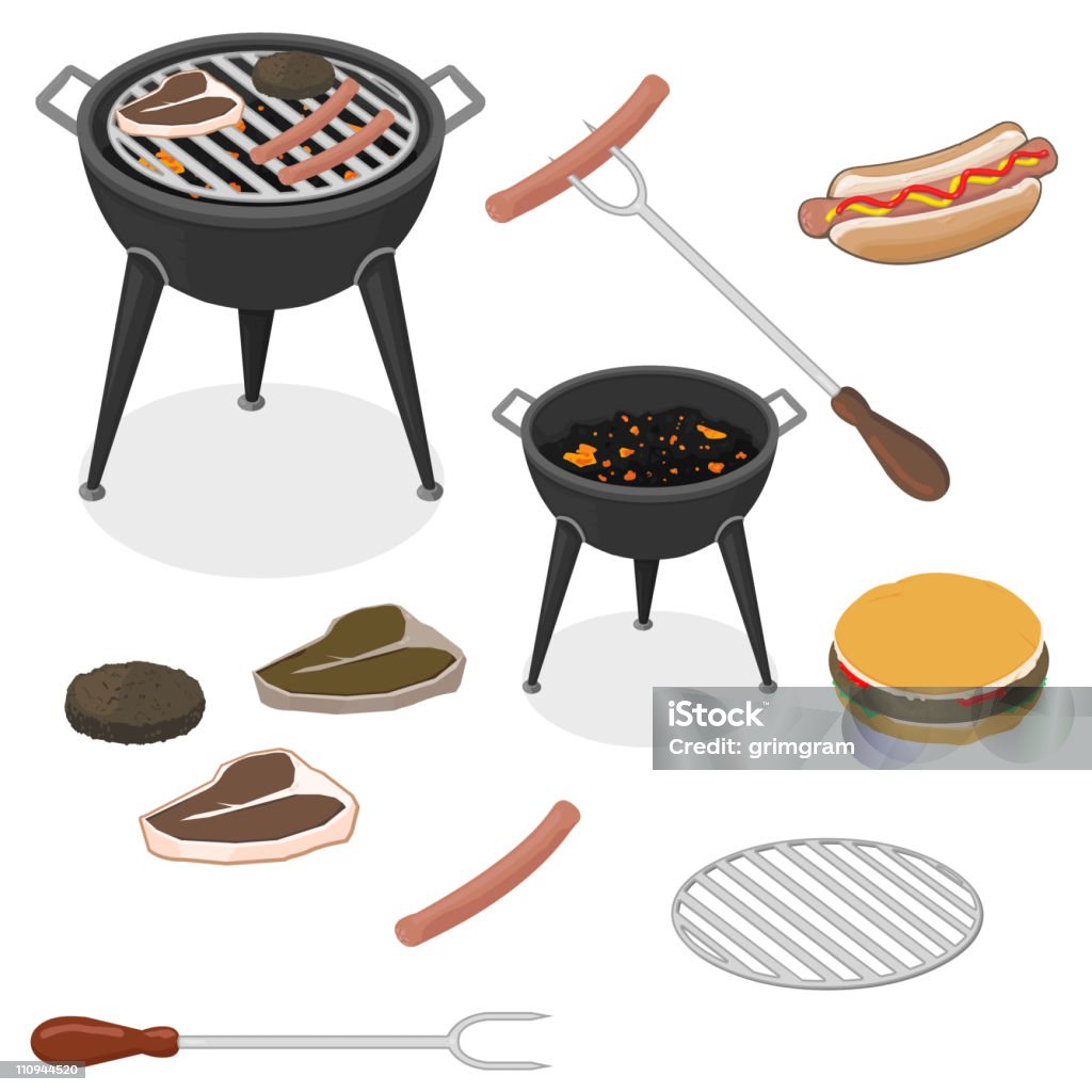 BBQ Set di icona - arte vettoriale royalty-free di Alla brace