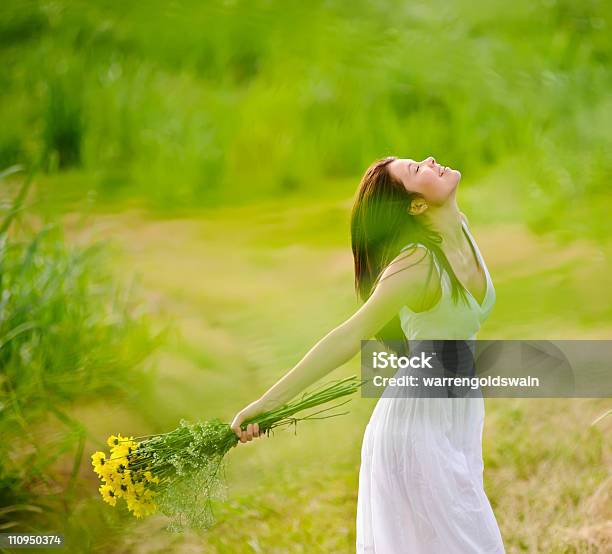 Carefree Atractiva Chica En Campo Foto de stock y más banco de imágenes de Adulto - Adulto, Adulto joven, Aire libre