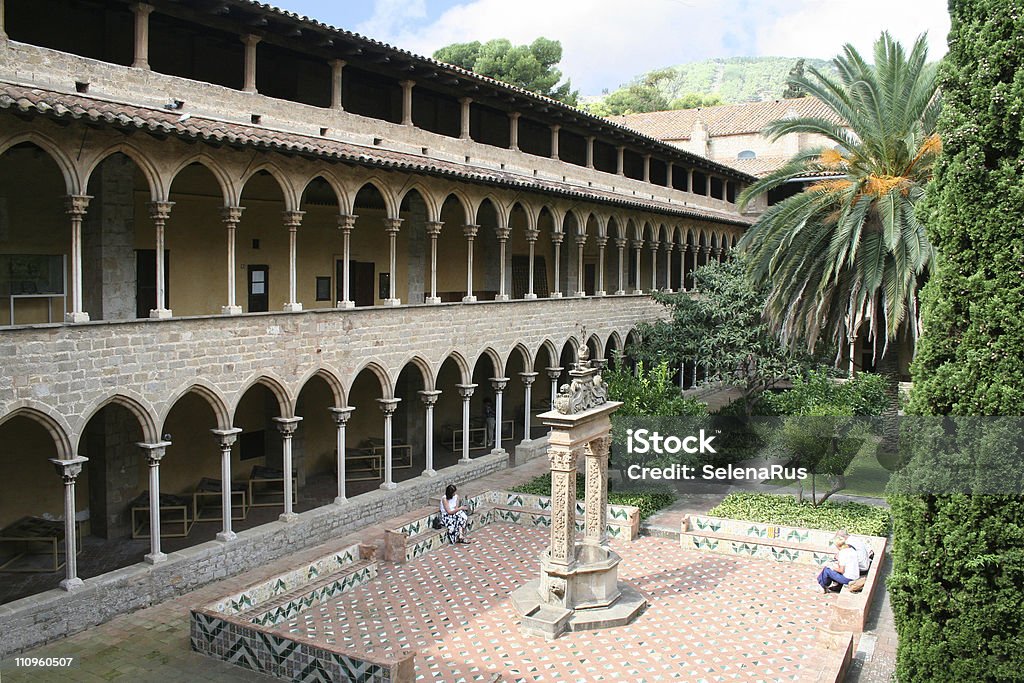 Innenhof des Klosters Pedralbes. - Lizenzfrei Barcelona - Spanien Stock-Foto