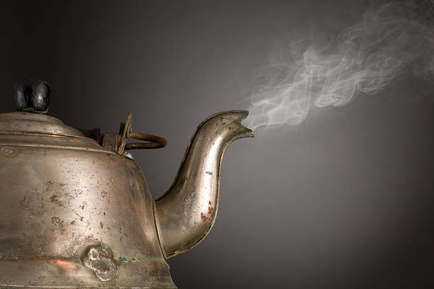 Old Aluminum Kettle steaming  boiling photos stock pictures, royalty-free photos & images
