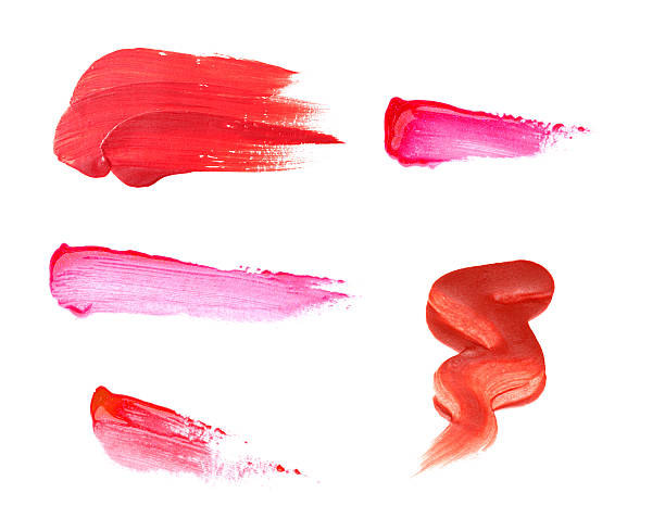 istock Six pink smudged lipstick stains on a white background 111777983
