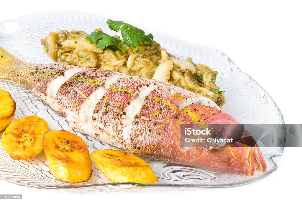 Roasted Yellow Tail Snapper  Red Snapper Stock Photo