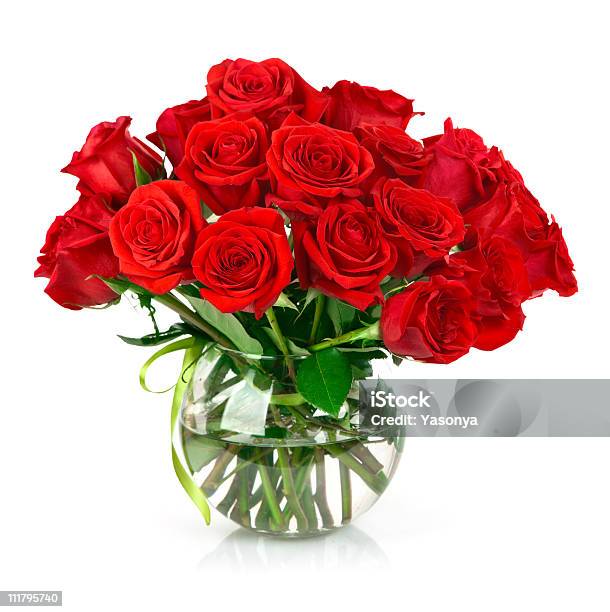 Bouquet Of Red Roses Stock Photo - Download Image Now - Rose - Flower, Bouquet, Vase