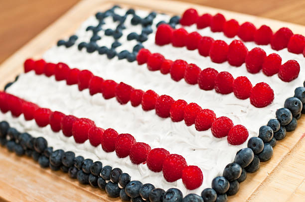 istock A cake crafted to represent the USA flag 111806608