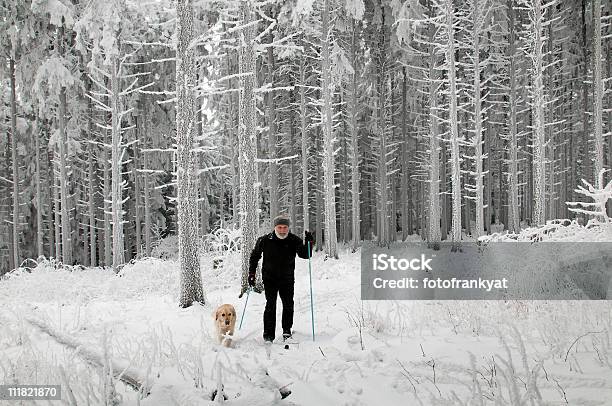 Crosscountry Corredor Con Un Perro En El País De Las Maravillas Foto de stock y más banco de imágenes de Tercera edad