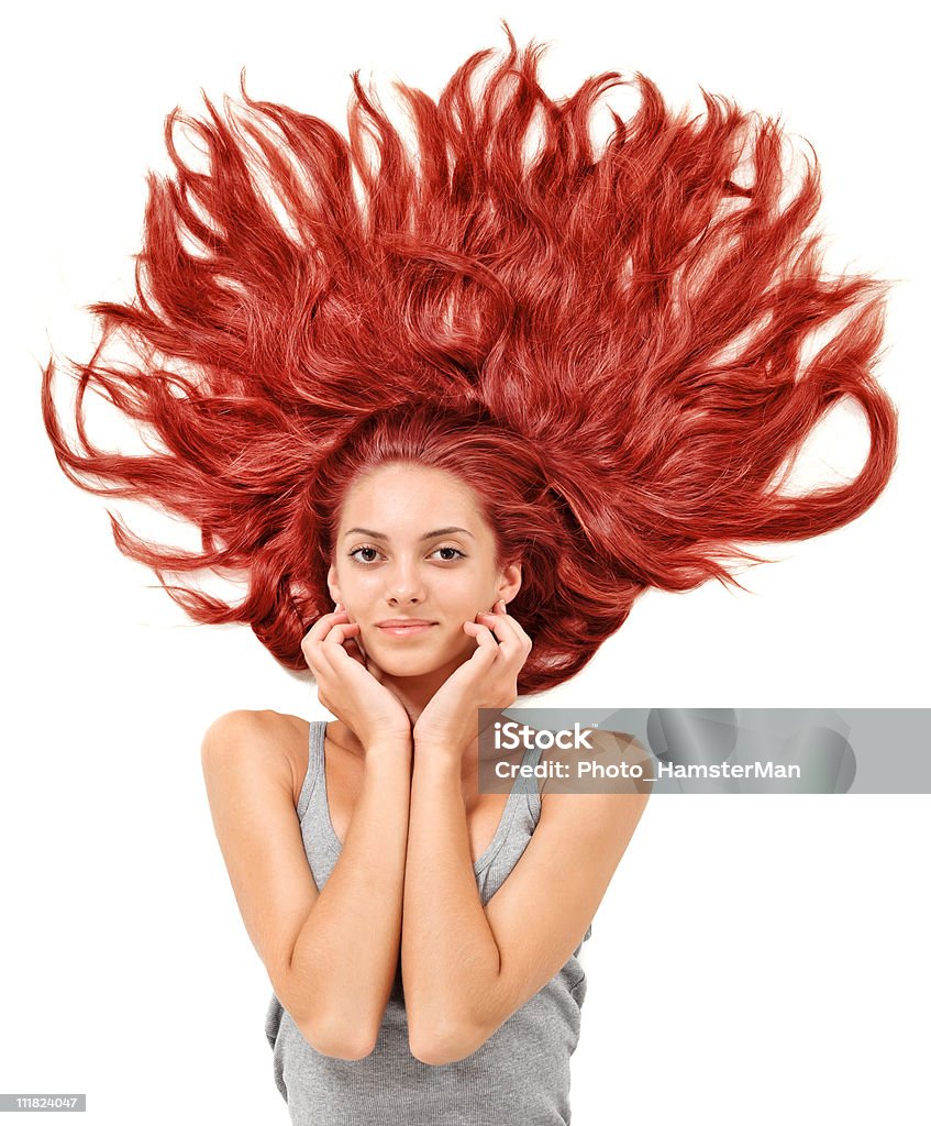 Jovem e Bela mulher com Cabelo Ruivo espalhadas longo encravados - Foto de stock de Adolescente royalty-free