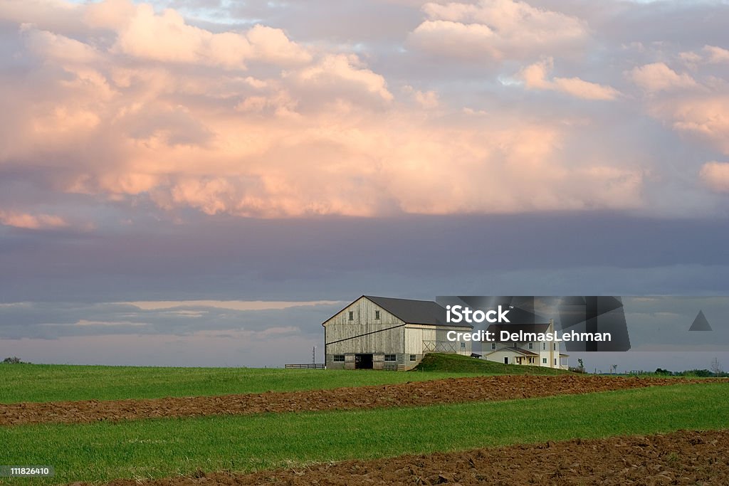 Amish Farmstead at Sunset  Lancaster County - Pennsylvania Stock Photo
