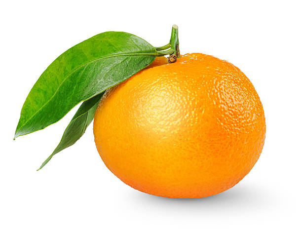 istock Tangerine with leaves isolated on white 111830542