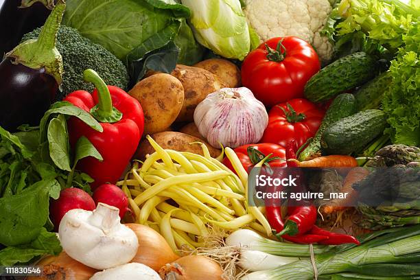 Verdure Fresche - Fotografie stock e altre immagini di Aglio - Alliacee - Aglio - Alliacee, Alimentazione sana, Cavolo