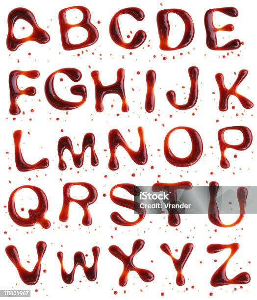 Blood Blob Font Stock Photo - Download Image Now - Typescript, Liquid, Wet