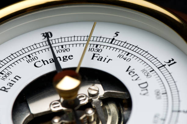 istock Meteorological Weather Predicting Barometer Close Up on Fair 111839190