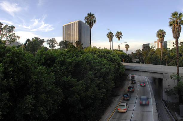 istock Slowing Traffic on Los Angeles Freeway at Sunset 111854102