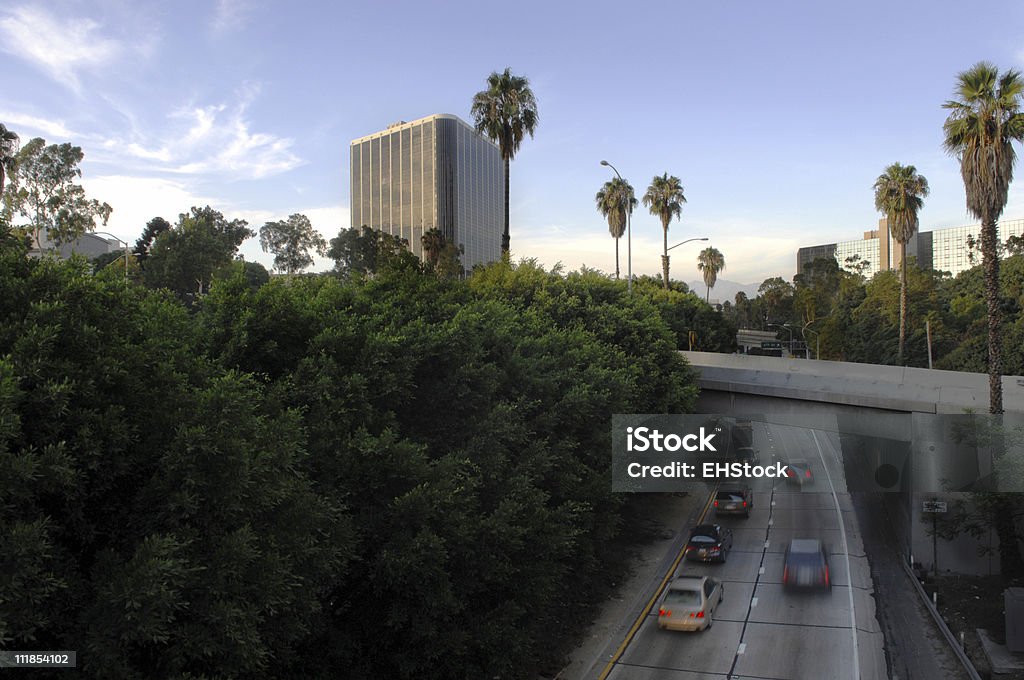 Slowing Traffic on Los Angeles Freeway at Sunset Feeder onto a california freeway California Stock Photo