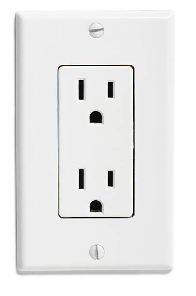 istock Modern Household Electrical Power outlet socket Isolated on White Background 111858244