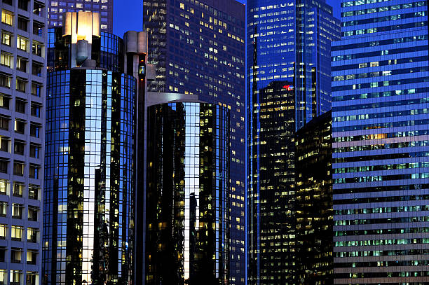 istock Los Angeles Skyscrapers reflecting Sunset at Night 111864650