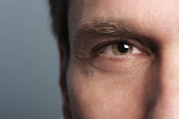 Man's Eye Face Cropped on Gray