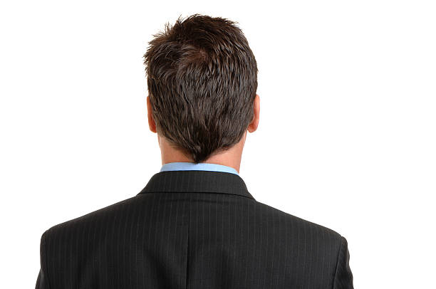 istock Back of Businessman Head on White 111881206