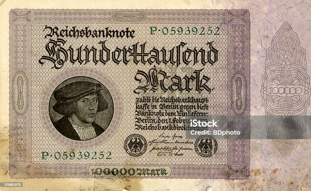 100,000 German Mark bill  Color Image Stock Photo