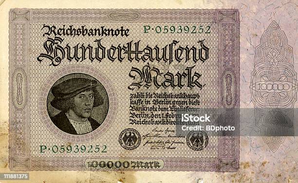 100000 German Mark Bill Stock Photo - Download Image Now - Color Image, Currency, Currency Symbol