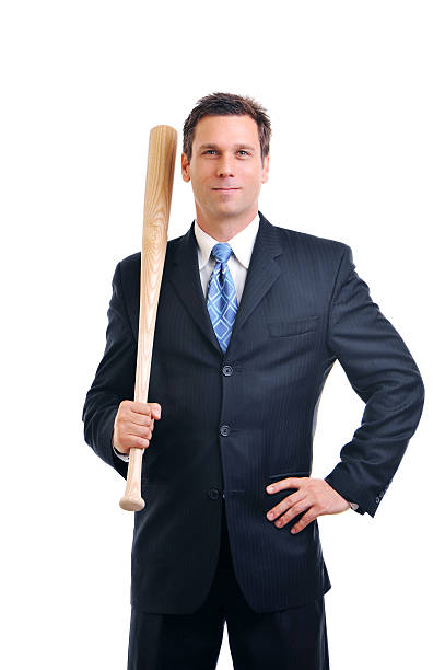 istock Businessman with Baseball Bat Isolated on White Background 111882032