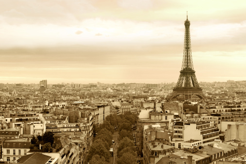 Paris cityscape with the iconic Tour Eiffel. 